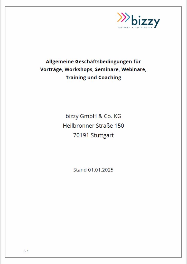 Unsere Allgemeinen Geschäftsbedingungen für Workshops, Seminare, Webinare, Training und Coaching
